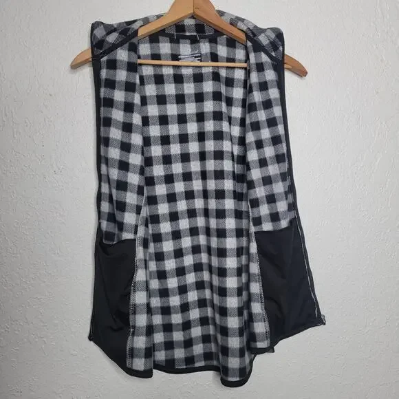 Cuddl Duds Womens Cozy Comfort Black Plaid Fleece Full Zip Thermal Layer Vest✨️M - Picture 8 of 11